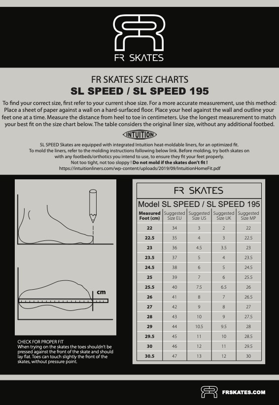 SIZE CHARTS SL SPEED 2021 (INTUITION)